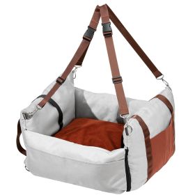 Dog Car Seat, Waterproof Dog Booster Seat for Car with Side Handles and A Storage Pocket, Clip-On Safety Leash and PP Cotton Filling